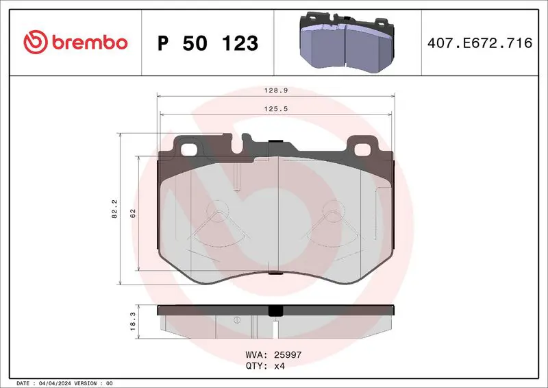 Handler.Part Brake pad set, disc brake BREMBO P50123 1