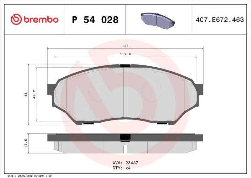 Handler.Part Brake pad set, disc brake BREMBO P54028 1