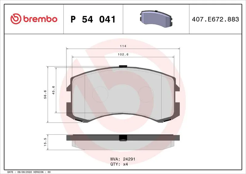 Handler.Part Brake pad set, disc brake BREMBO P54041 1