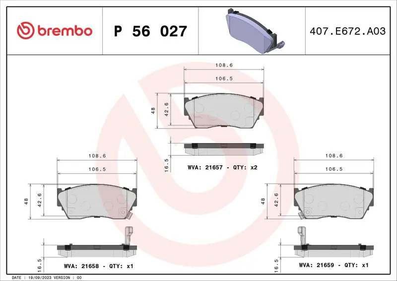 Handler.Part Brake pad set, disc brake BREMBO P56027 1