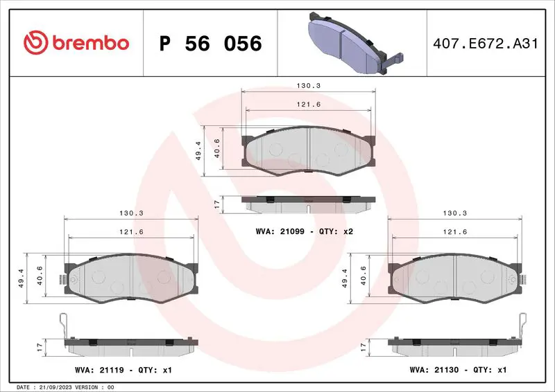 Handler.Part Brake pad set, disc brake BREMBO P56041 1