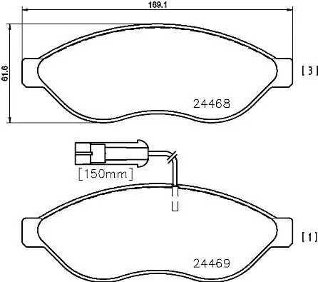 Handler.Part Brake pad set, disc brake BREMBO P61092 1