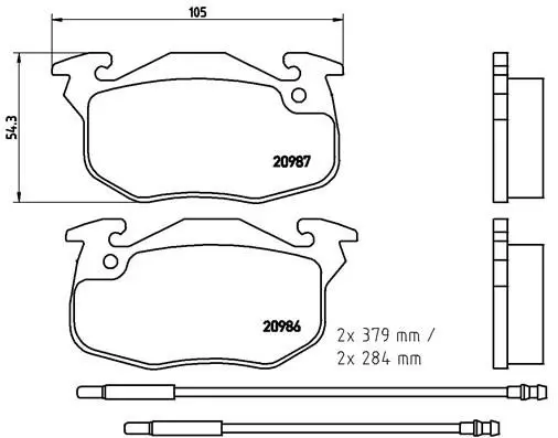 Handler.Part Brake pad set, disc brake BREMBO P61099 1