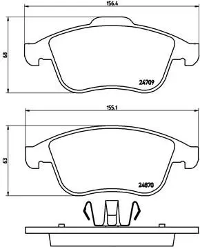 Handler.Part Brake pad set, disc brake BREMBO P68045 1