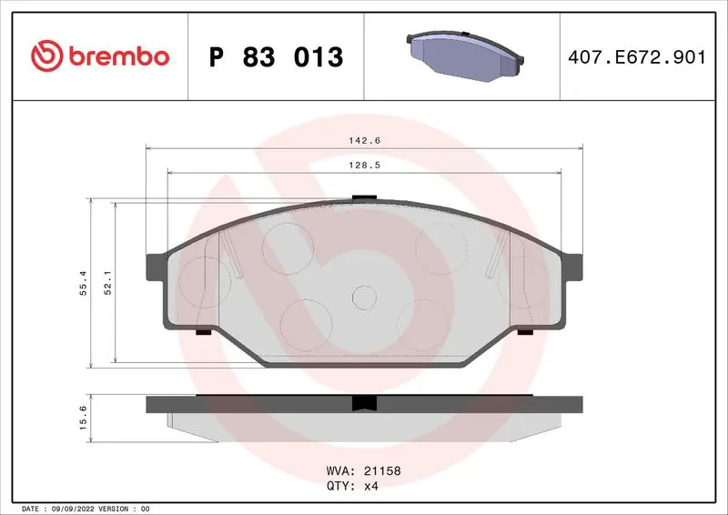 Handler.Part Brake pad set, disc brake BREMBO P83013 1