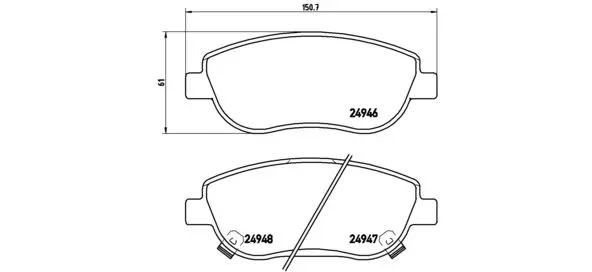 Handler.Part Brake pad set, disc brake BREMBO P83115 1