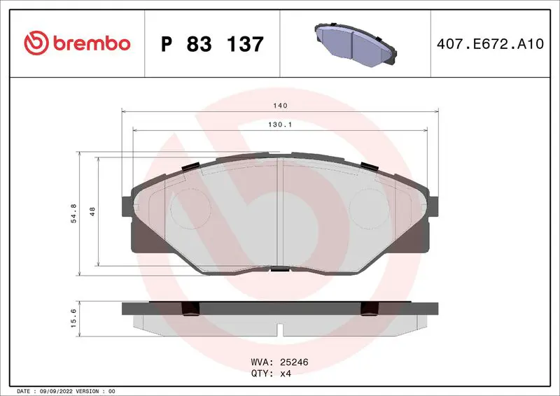 Handler.Part Brake pad set, disc brake BREMBO P83137 1