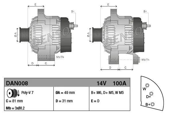 Handler.Part Alternator Denso DAN008 1