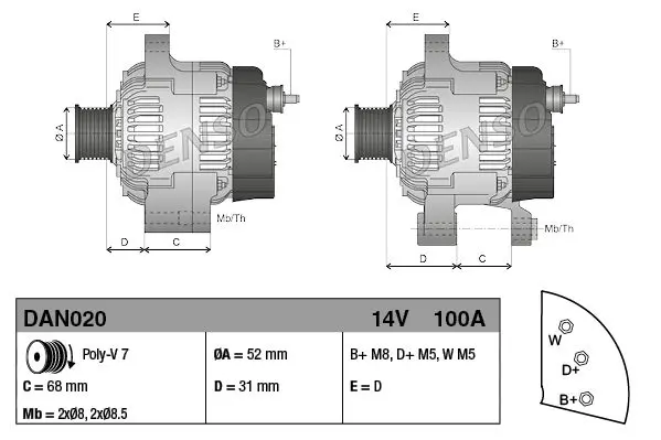 Handler.Part Alternator Denso DAN020 1