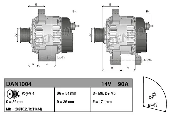 Handler.Part Alternator Denso DAN1004 3