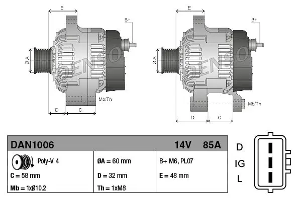 Handler.Part Alternator Denso DAN1006 3