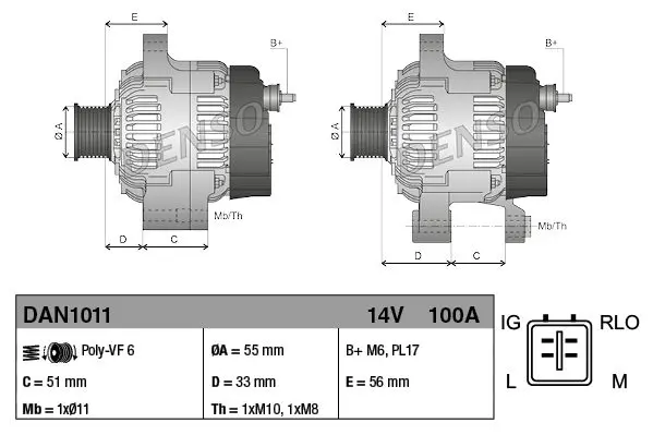 Handler.Part Alternator Denso DAN1011 4