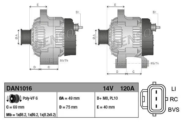 Handler.Part Alternator Denso DAN1016 3