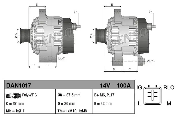 Handler.Part Alternator Denso DAN1017 3