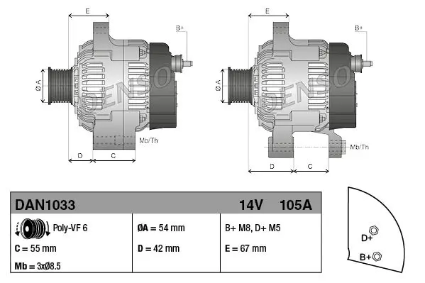 Handler.Part Alternator Denso DAN1033 3