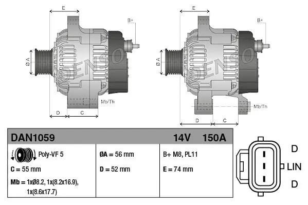 Handler.Part Alternator Denso DAN1059 3