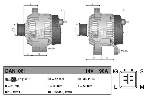 Handler.Part Alternator Denso DAN1061 3