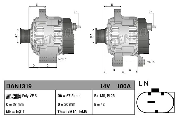 Handler.Part Alternator Denso DAN1319 3