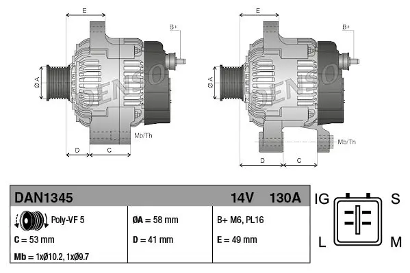 Handler.Part Alternator Denso DAN1345 3