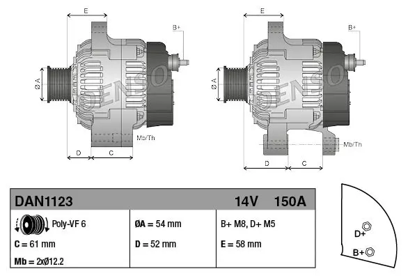 Handler.Part Alternator Denso DAN1123 3