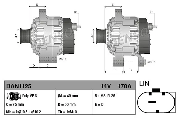 Handler.Part Alternator Denso DAN1125 3