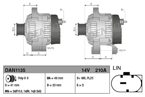 Handler.Part Alternator Denso DAN1135 3