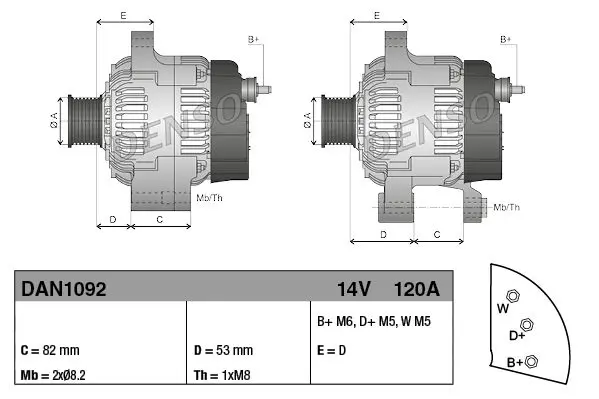 Handler.Part Alternator Denso DAN1092 4