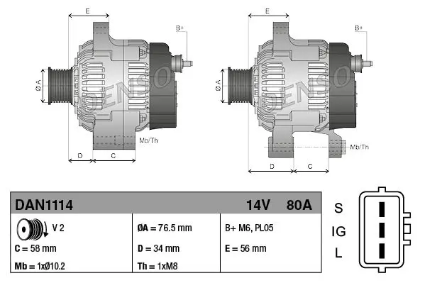 Handler.Part Alternator Denso DAN1114 3