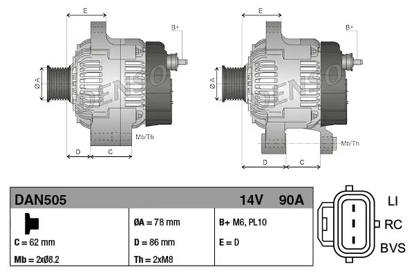 Handler.Part Alternator Denso DAN505 4