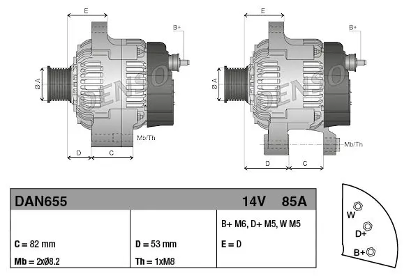 Handler.Part Alternator Denso DAN655 3