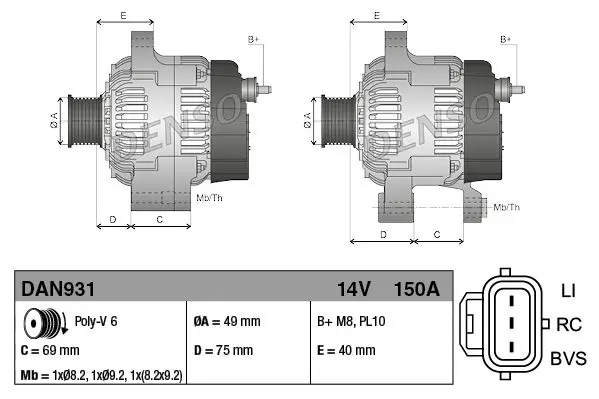 Handler.Part Alternator Denso DAN931 3