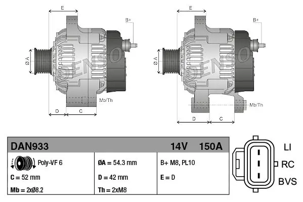 Handler.Part Alternator Denso DAN933 3