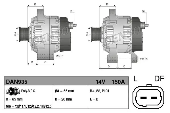 Handler.Part Alternator Denso DAN935 3