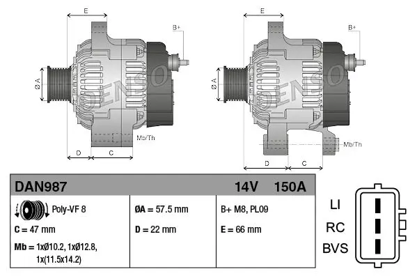 Handler.Part Alternator Denso DAN987 3