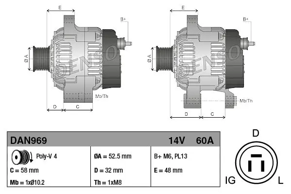 Handler.Part Alternator Denso DAN969 3