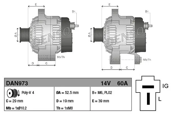 Handler.Part Alternator Denso DAN973 3