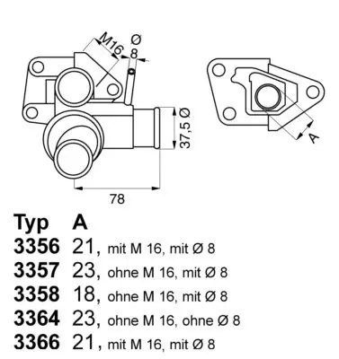 Handler.Part Thermostat, coolant WAHLER 335680D 1