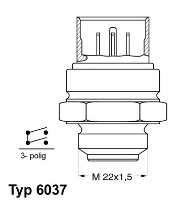 Handler.Part Temperature switch, radiator fan WAHLER 603781D 1