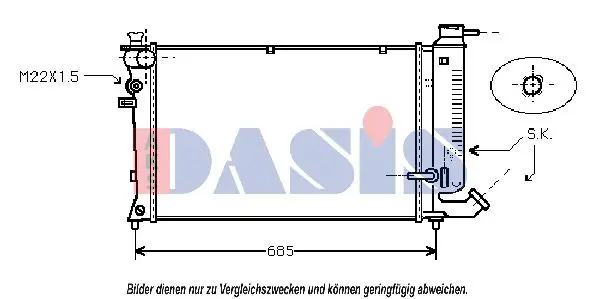 Handler.Part Radiator, engine cooling AKS DASIS 060019N 1