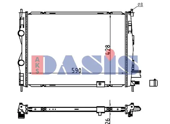 Handler.Part Radiator, engine cooling AKS DASIS 070190N 1