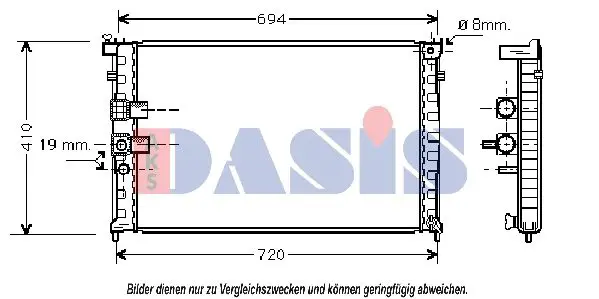 Handler.Part Radiator, engine cooling AKS DASIS 160041N 1