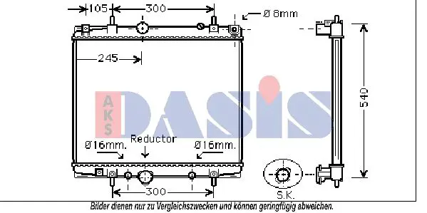 Handler.Part Radiator, engine cooling AKS DASIS 160107N 1