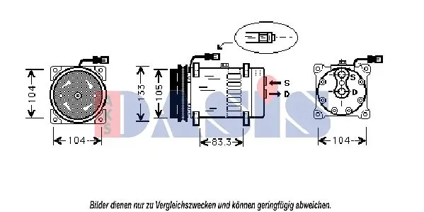 Handler.Part Compressor, air conditioning AKS DASIS 850703N 1