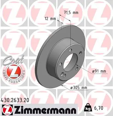 Handler.Part Brake disc ZIMMERMANN 430263320 1