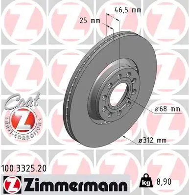 Handler.Part Brake disc ZIMMERMANN 100332520 1