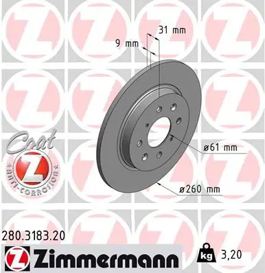 Handler.Part Brake disc ZIMMERMANN 280318320 1