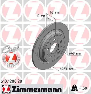 Handler.Part Brake disc ZIMMERMANN 610120020 1