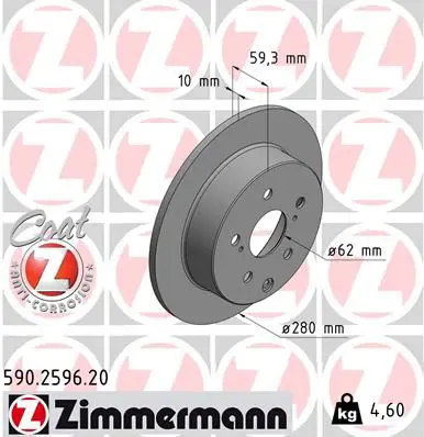 Handler.Part Brake disc ZIMMERMANN 590259620 1