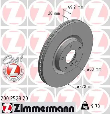 Handler.Part Brake disc ZIMMERMANN 200252820 1