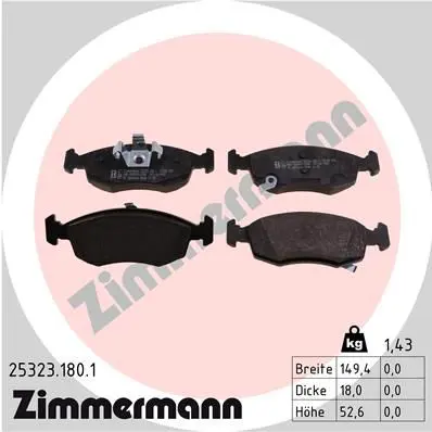 Handler.Part Brake pad set, disc brake ZIMMERMANN 253231801 1